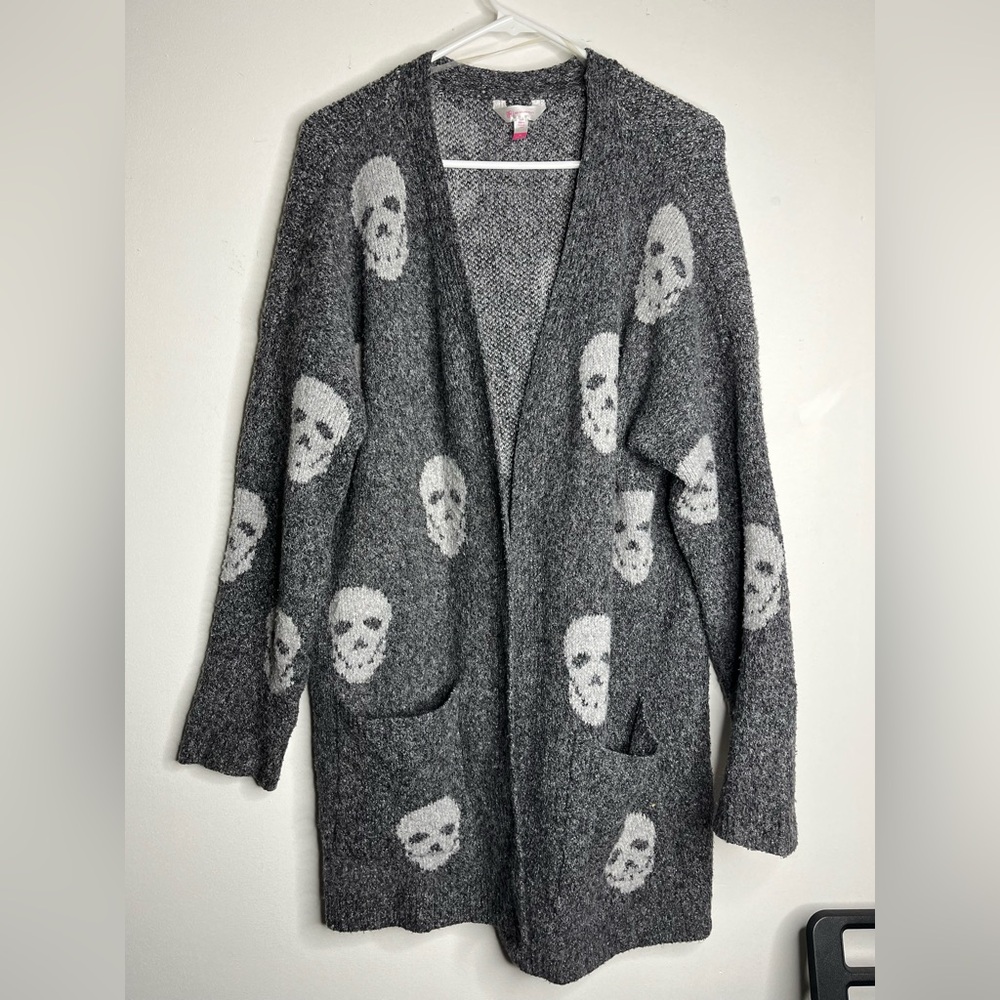 Vintage Gray Skull Patterned Jacket - image 1